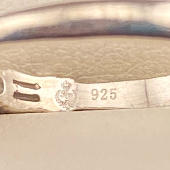 Vtg Royal 925 PD Crown Signed C Z Sterling Silver Ring Size 8 Luxury Engagement - Picture 9 of 14